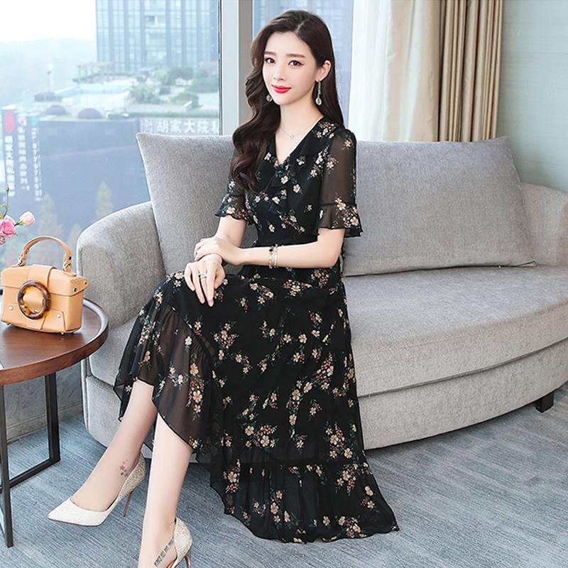 Váy Hoa Công sở Trẻ Trung Thời Trang VH01 - Hàng Quảng Châu Cao Cấp