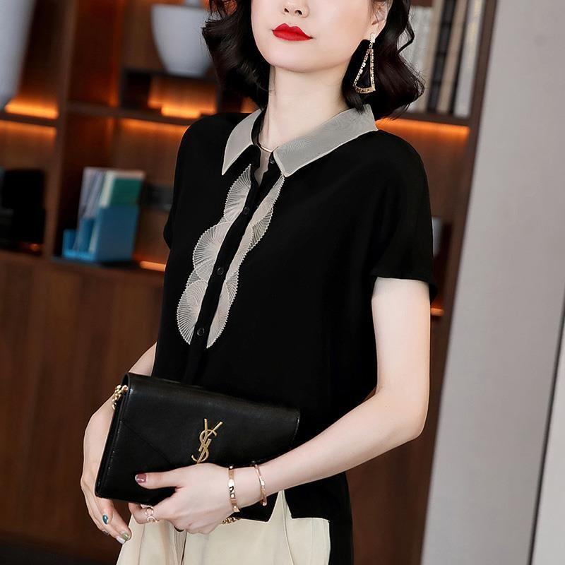 Áo Sơ Mi Đen Thiết Kế Cổ Vuông Lịch Sự SM40 - Hàng Quảng Châu Cao Cấp