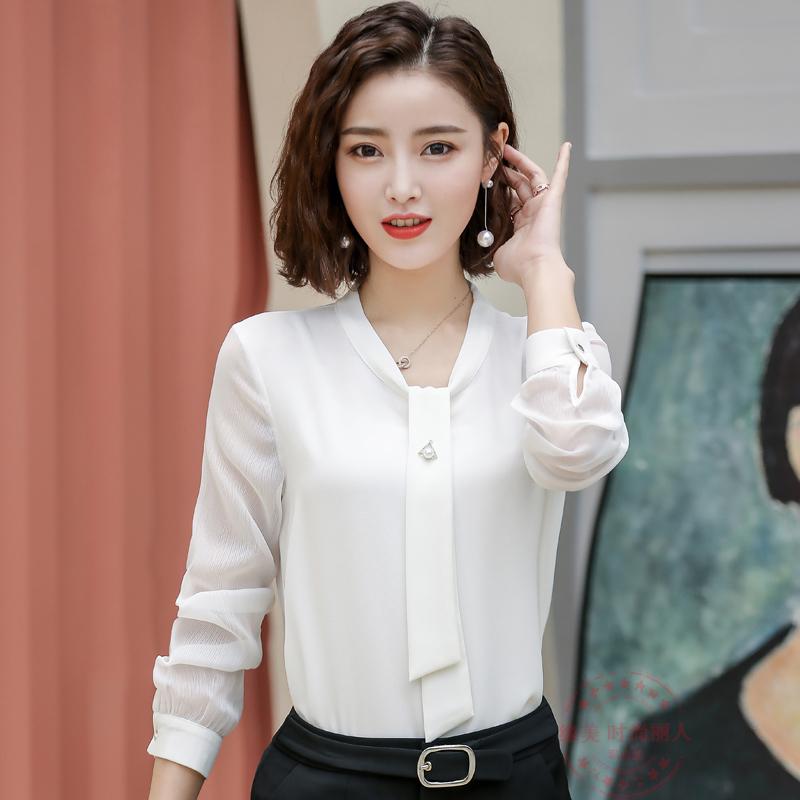 Áo Sơ Mi Voan Nữ Dài Tay Cổ V Thanh Lịch SM45 - Hàng Quảng Châu Cao Cấp