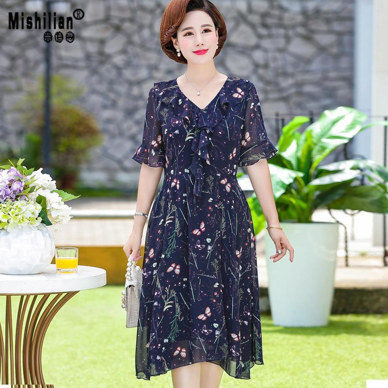 Đầm Hoa Trung Niên Che Bụng Cho Mẹ VH52 - Hàng Quảng Châu Cao Cấp