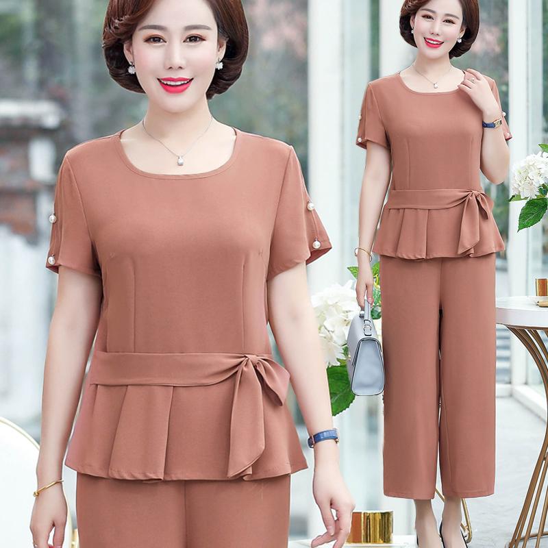 Bộ Đồ Thun Nữ Trung Niên Cho Mẹ Đính Cườm Giản Dị AB20 - Hàng Quảng Châu Cao Cấp