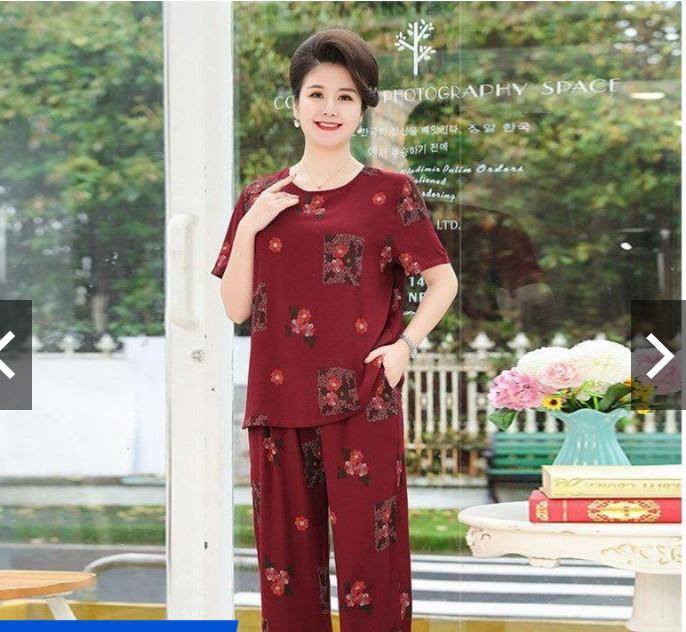  Bộ Đồ Cotton Lụa Mềm Mát Cho Mẹ AB36 - Hàng Quảng Châu Cao Cấp