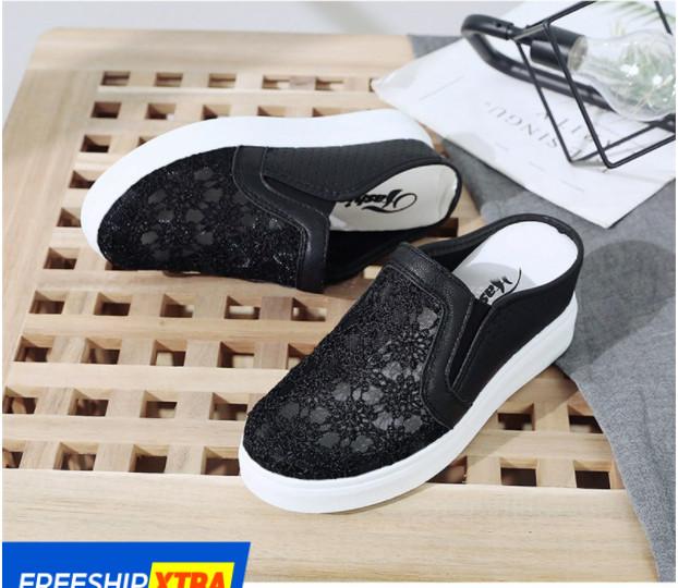 Giày Sục Lưới Đen Thoáng Khí Tăng Chiều Cao AG75 - Hàng Quảng Châu Cao Cấp