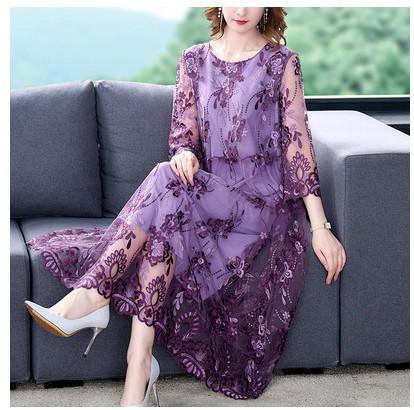 Đầm Voan Trung Niên Dự Tiệc Sang Trọng Quý Phái Vh61 - Hàng Quảng Châu Cao Cấp