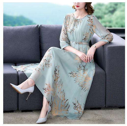 Đầm Hoa Dáng Dài Mềm Đẹp Sang Trọng VH31 - Hàng Quảng Châu Cao Cấp