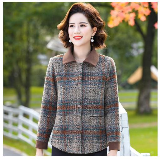 Áo Khoác Dạ Kẻ Sọc Giản Dị Cho Mẹ AD45 - Hàng Quảng Châu Cao Cấp