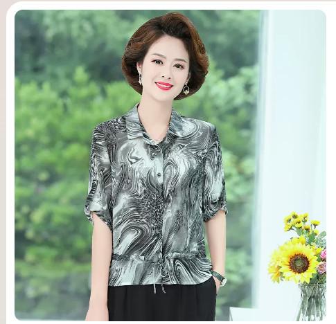 Áo Voan Sơ Mi Sang Trọng Cho Mẹ SM47 - Hàng Quảng Châu Cao Cấp