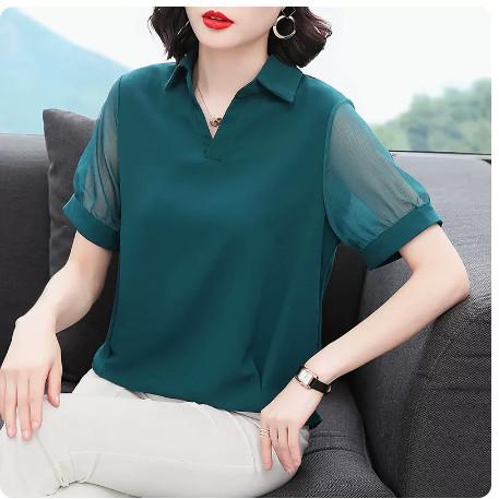 Áo Sơ Mi Nữ Trung Niên Ngắn Tay Phối Ren Thanh Lịch SM41 - Hàng Quảng Châu Cao Cấp