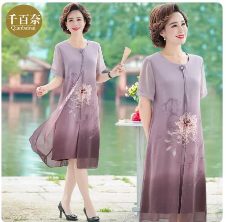 Đầm Hoa Trung Niên Mềm Đẹp Sang Trọng VH22 - Hàng Quảng Châu Cao Cấp