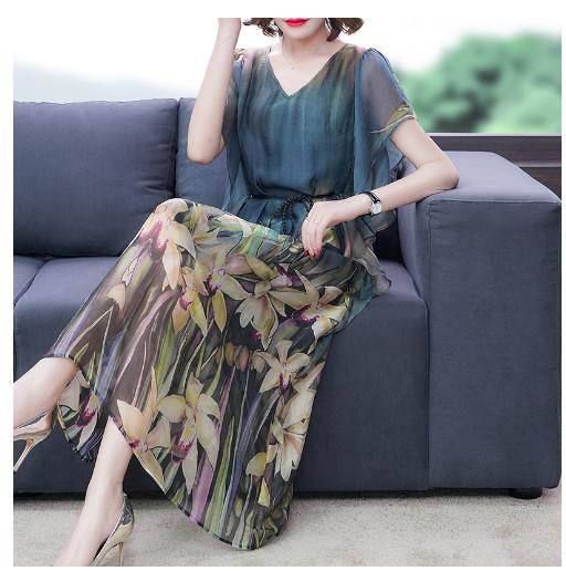 Đầm Lụa Hoa Pháp Dự Tiệc Sang Chảnh VH59 - Hàng Quảng Châu Cao Cấp