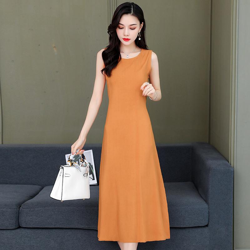 Váy Lụa Coton Mềm Không Tay Màu Trơn Thời Trang Mùa Hè Cho Mẹ VH05 - Hàng Quảng Châu Cao Cấp