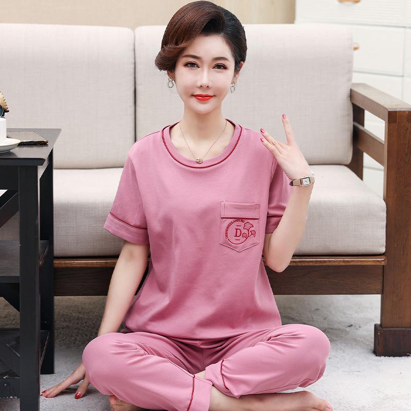  Bộ Đồ Ngủ Ngắn Tay Bằng Cotton Cho Mẹ AB03 - Hàng Quảng Châu Cao Cấp