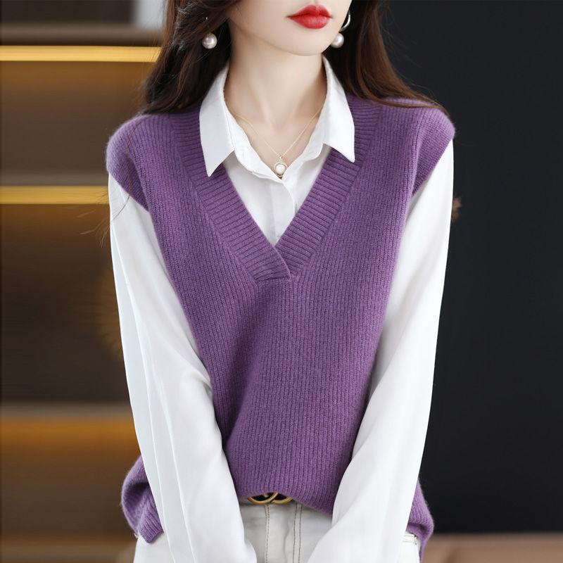 Áo Ghi Lê Dệt Kim Cổ V Màu Trơn Kiểu Dáng Basic AL08 - Hàng Quảng Châu Cao Cấp