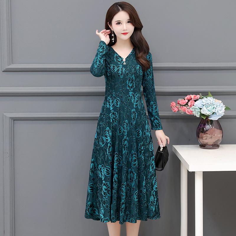  Váy Hoa Dài Che Bụng Cổ V Thanh Lịch Cho Mẹ VH17 - Hàng Quảng Châu Cao Cấp