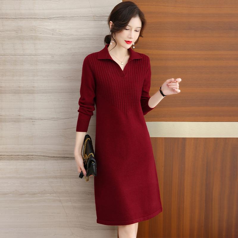 Đầm Len Nữ Dài Cổ Polo Dáng Rộng Mùa Đông AL52 - Hàng Quảng Châu Cao Cấp