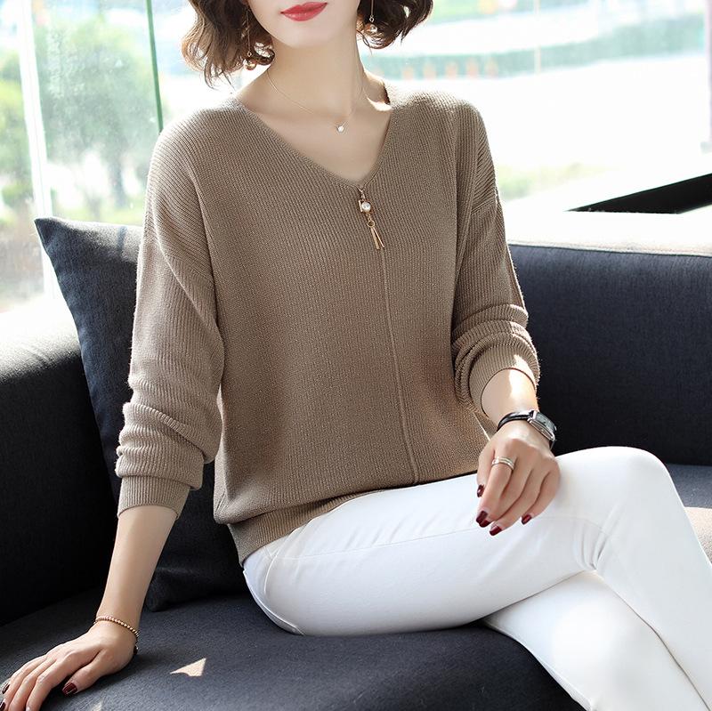 Áo Len Dệt Kim Cổ V Tay Dài Mùa Thu Cho Nữ AL47 - Hàng Quảng Châu Cao Cấp