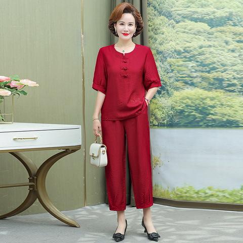 Bộ Đồ Trung Niên Thời Trang Dạo Phố Thanh Lịch AB02 - Hàng Quảng Châu Cao Cấp