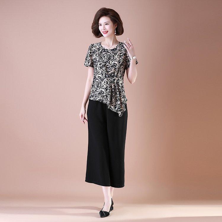 Bộ Đồ Hoa Thời Trang Mùa Hè Cho Mẹ AB38 - Hàng Quảng Châu Cao Cấp